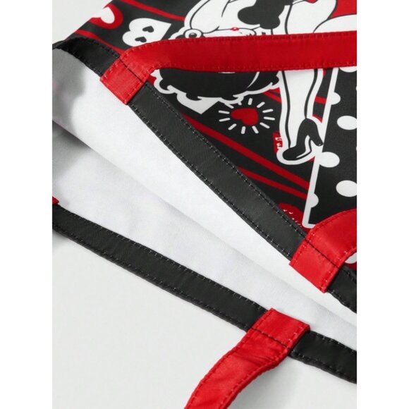 Betty Boop Foldable Reusable Shopping Bag Black with Red Hearts & Lips - Picture 5 of 6